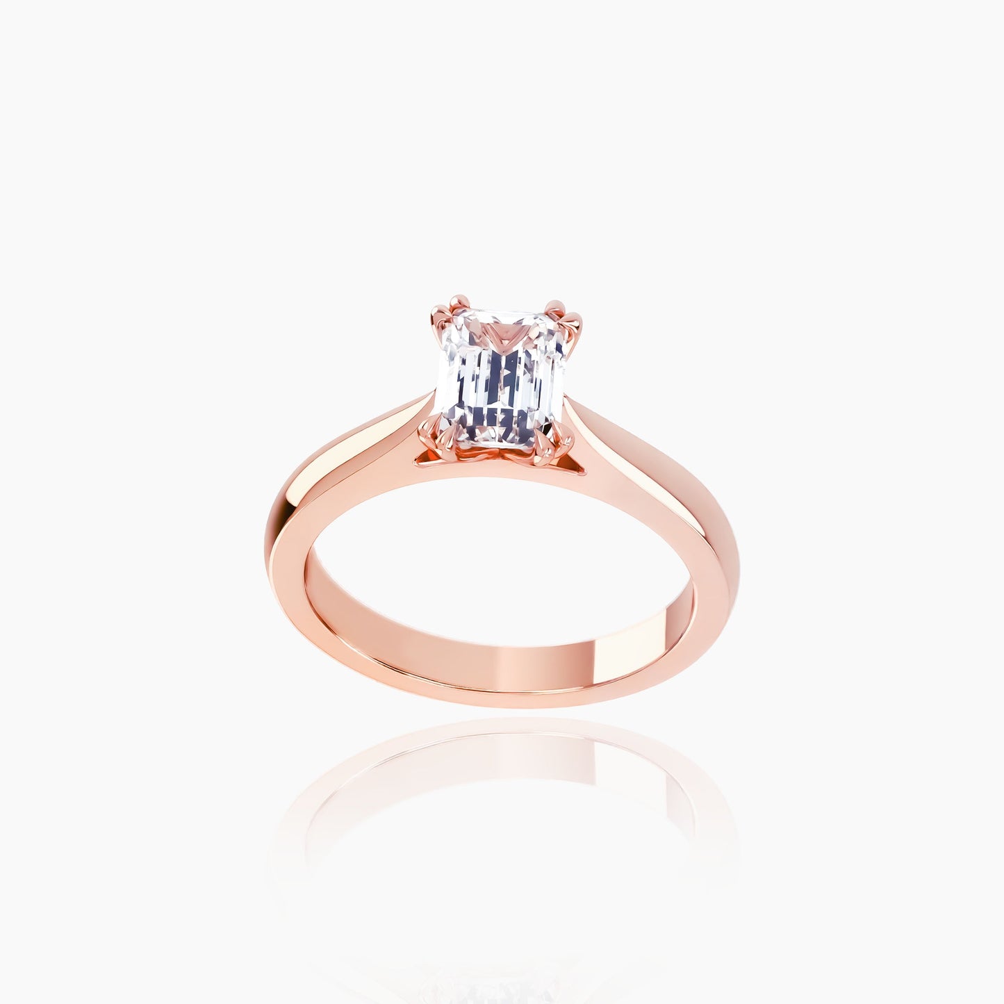 18K Rose Gold Zephyr Emerald Solitaire