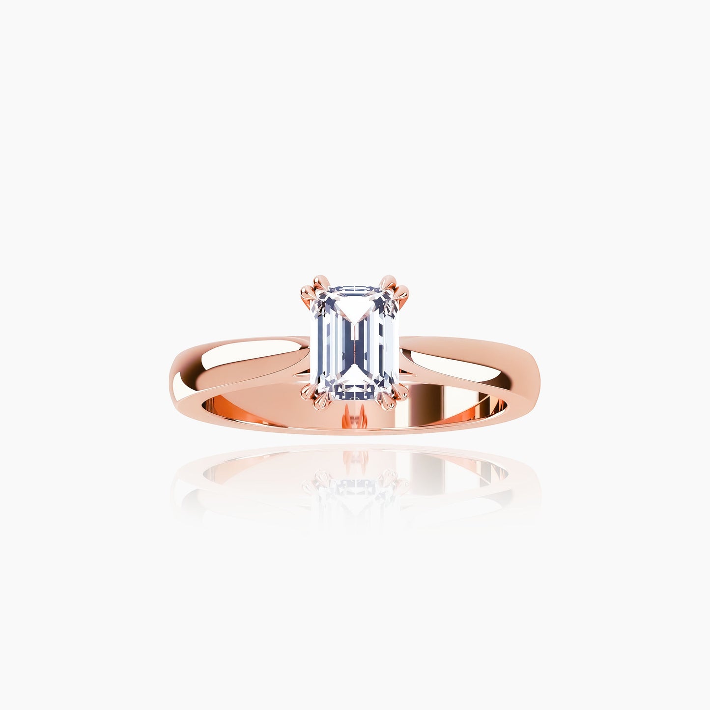 18K Rose Gold Zephyr Emerald Solitaire