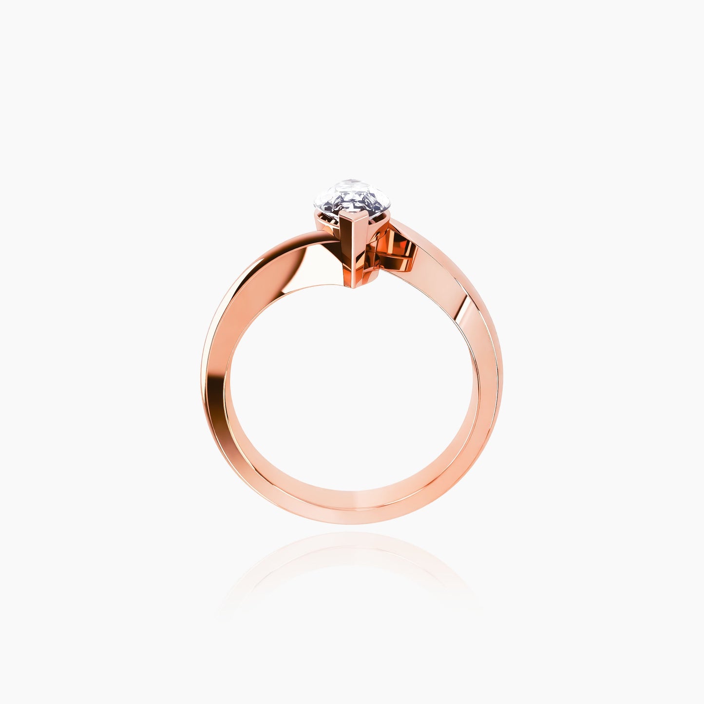 18K Rose Gold Lyra Pavé Emerald Solitaire