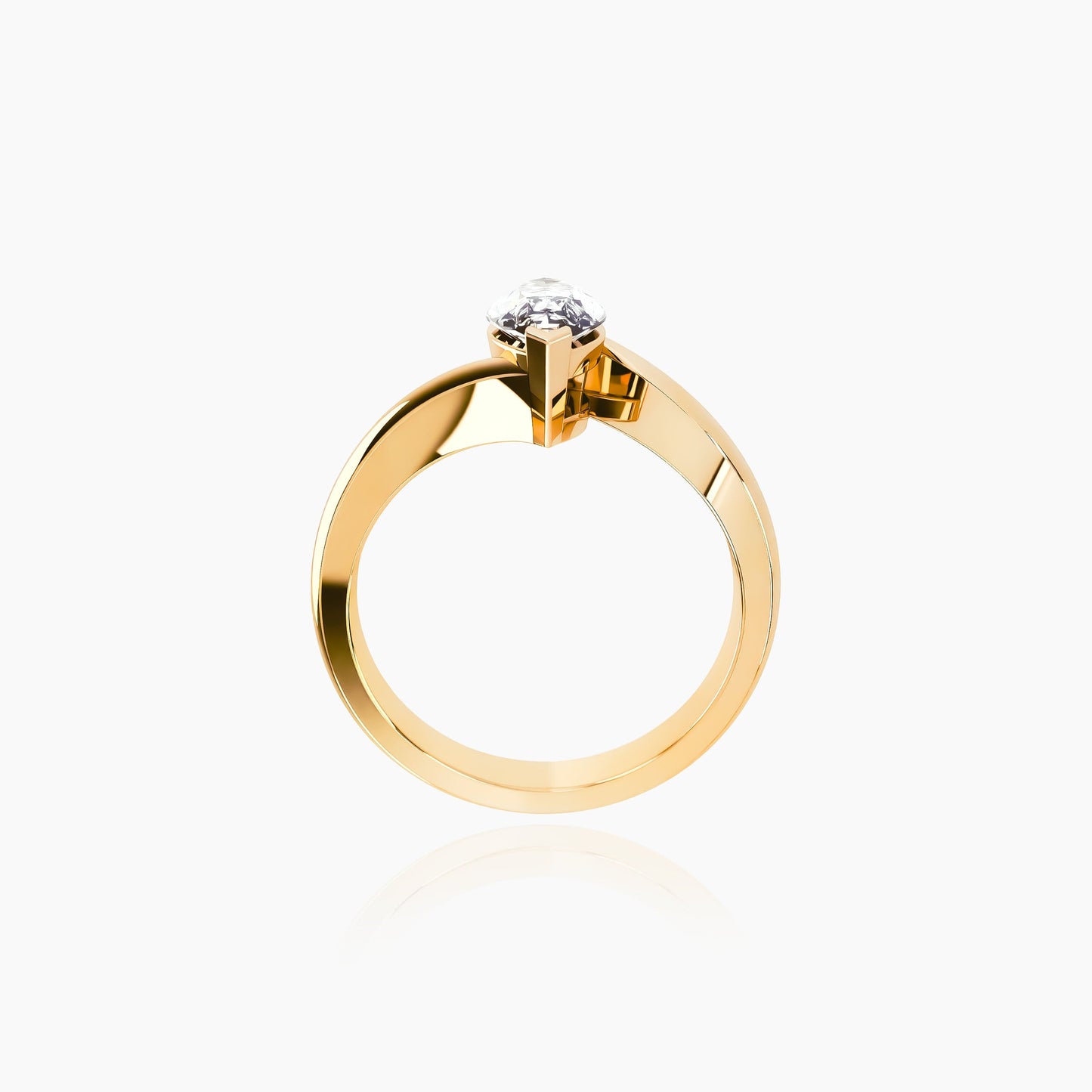 18K Yellow Gold Lyra Pavé Emerald Solitaire