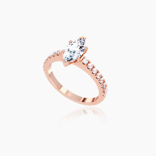 18K Rose Gold Lyra Pavé Marquise Solitaire