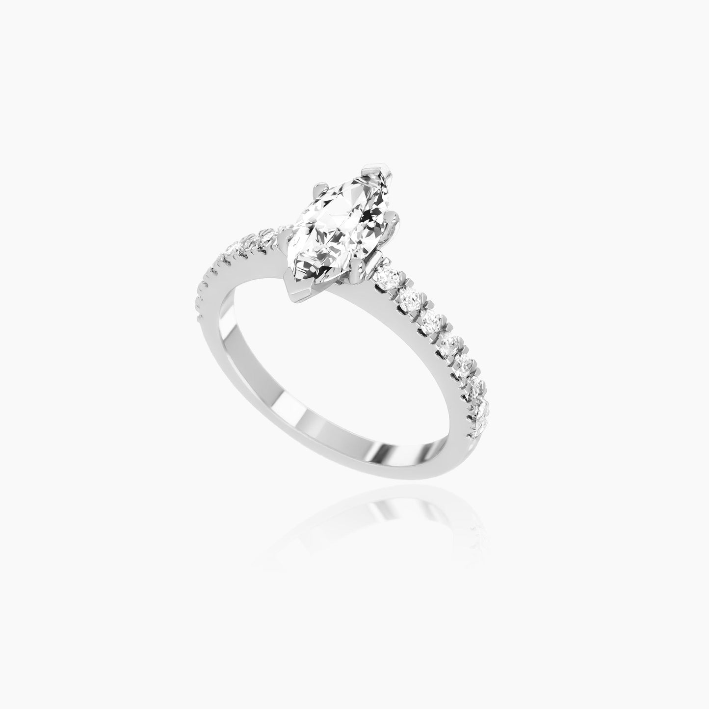 18K White Gold Lyra Pavé Marquise Solitaire