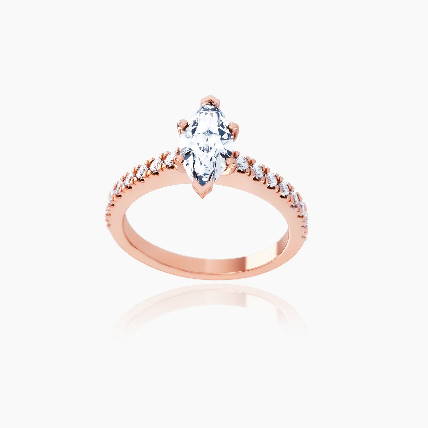 18K Rose Gold Lyra Pavé Marquise Solitaire