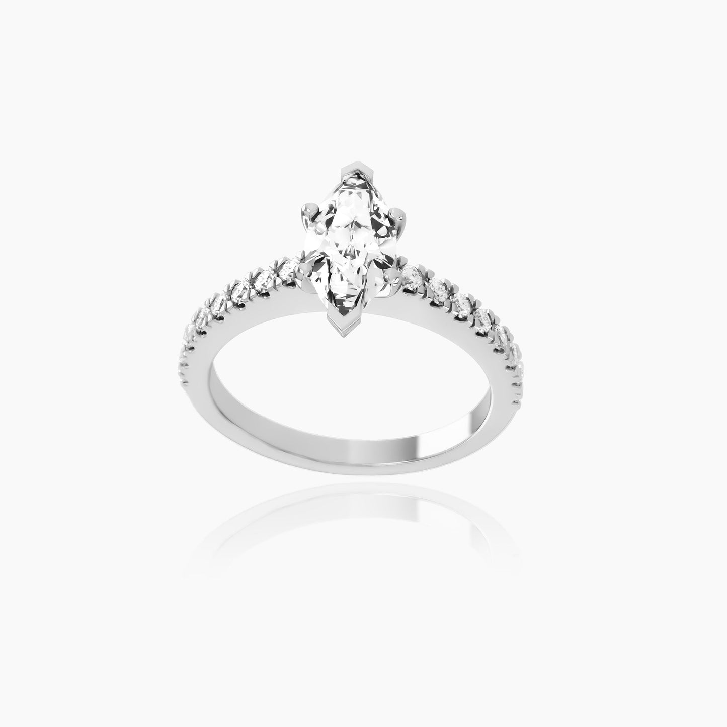 18K White Gold Lyra Pavé Marquise Solitaire