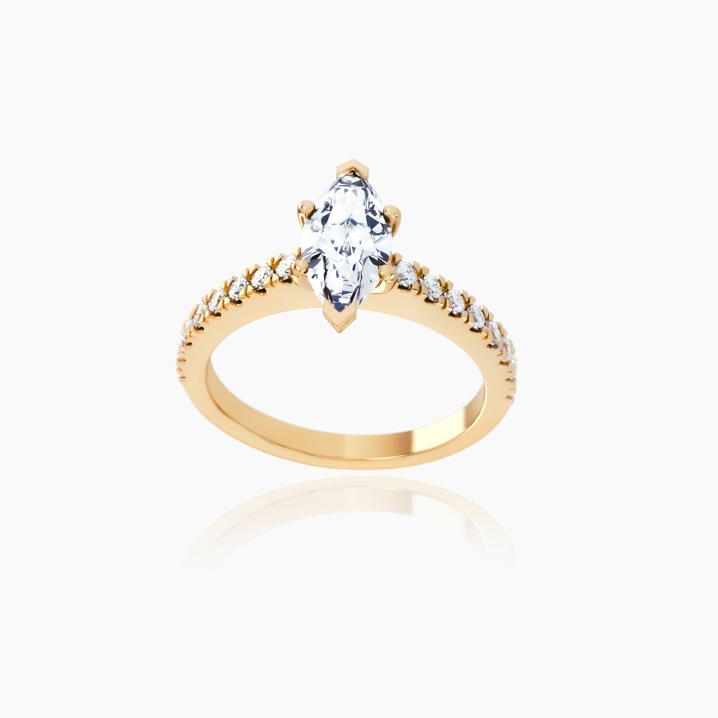 18K Yellow Gold Lyra Pavé Marquise Solitaire