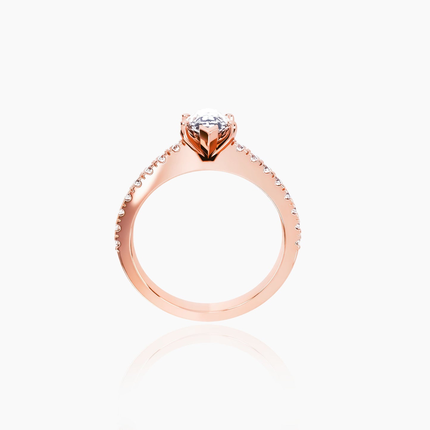 18K Rose Gold Lyra Pavé Marquise Solitaire