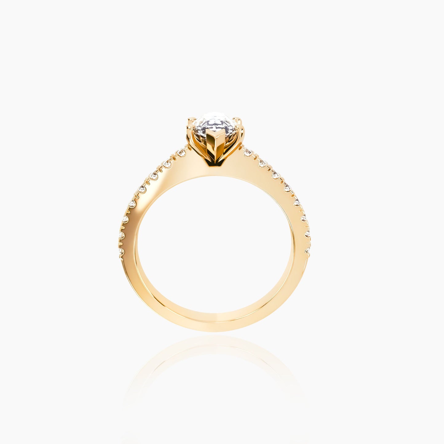 18K Yellow Gold Lyra Pavé Marquise Solitaire