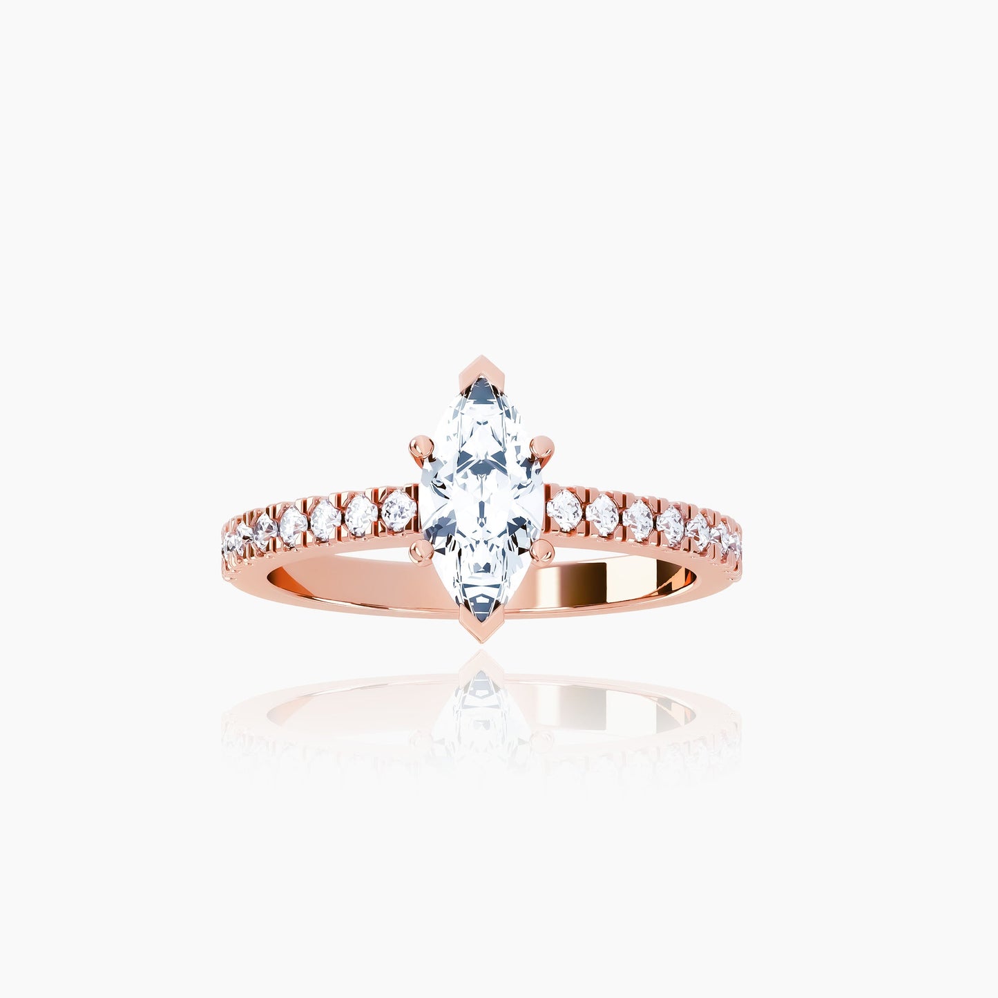 18K Rose Gold Lyra Pavé Marquise Solitaire