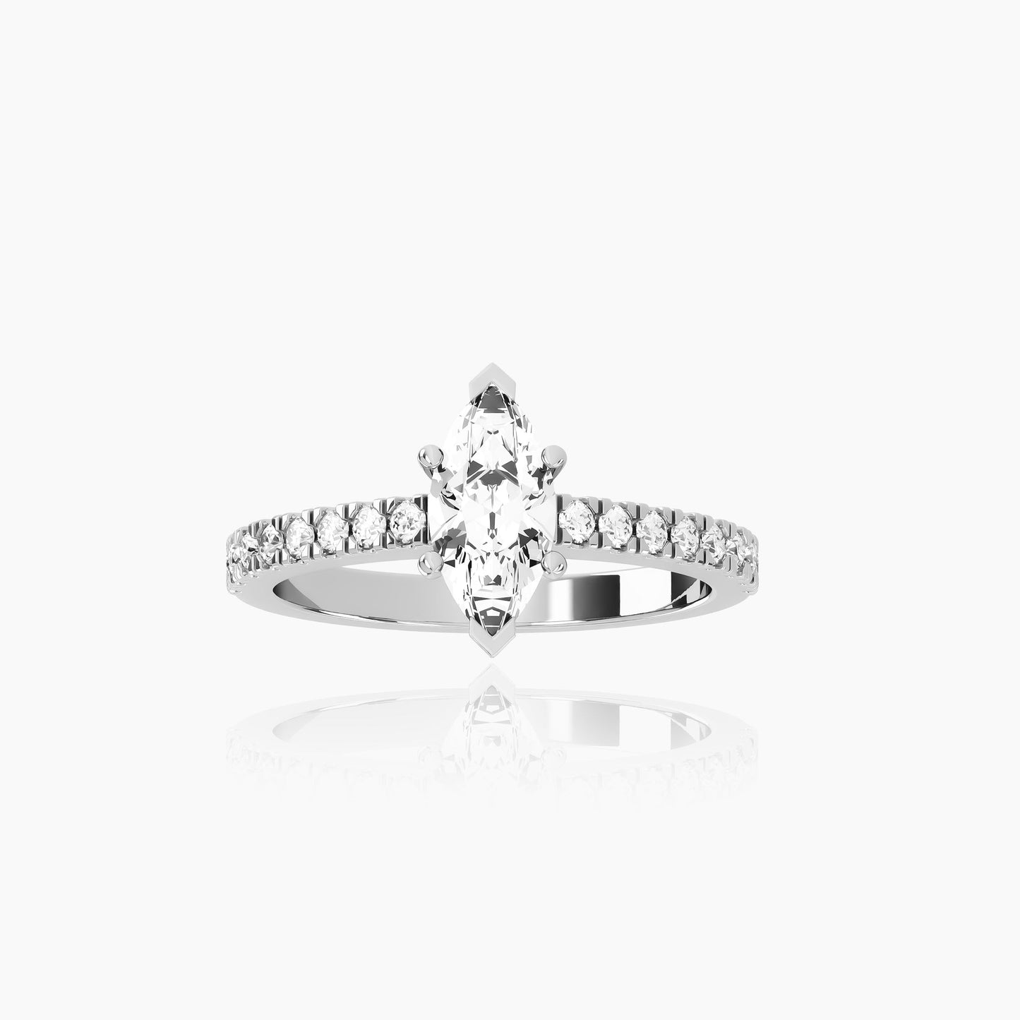 18K White Gold Lyra Pavé Marquise Solitaire