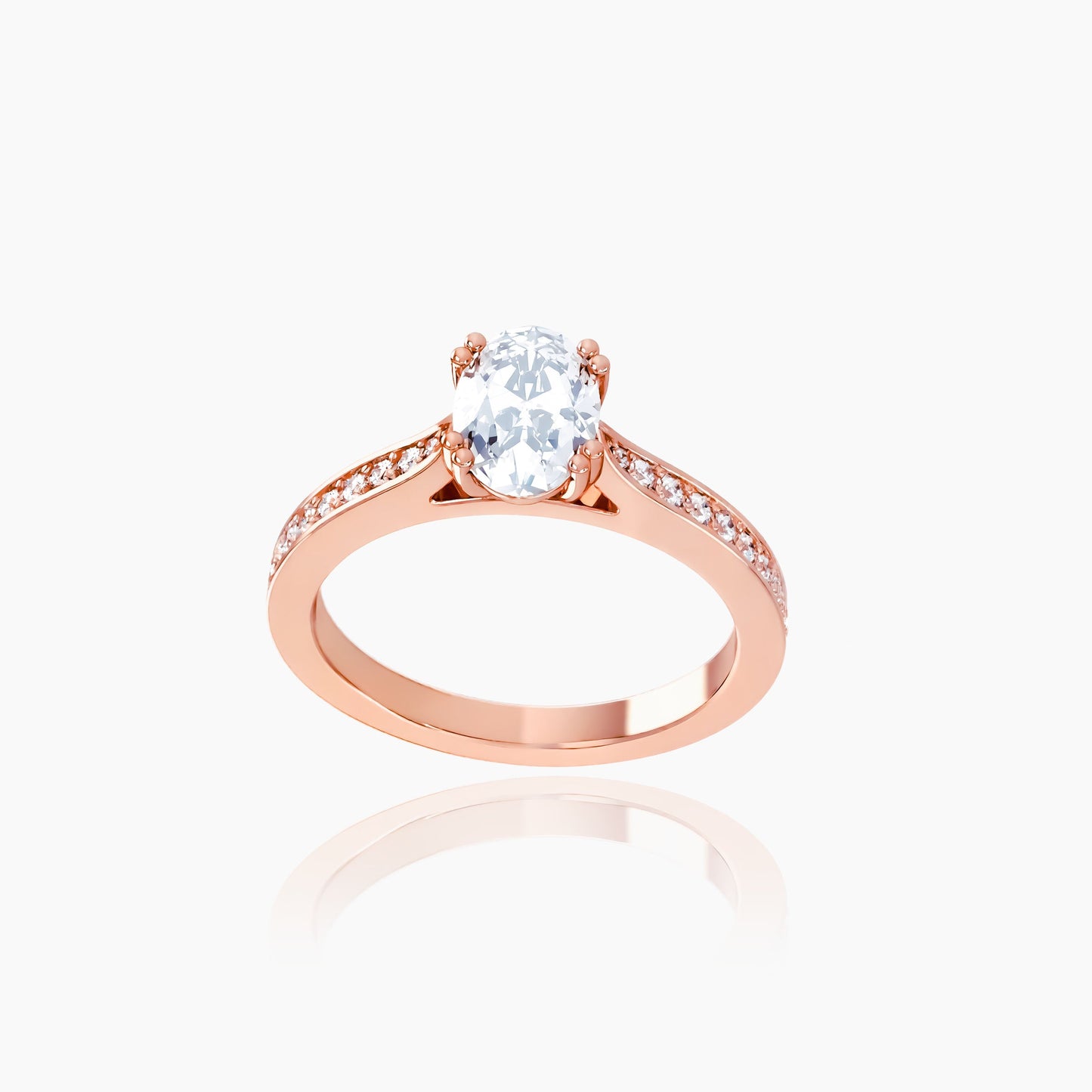 18K Rose Gold Saffron Pavé Oval Solitaire