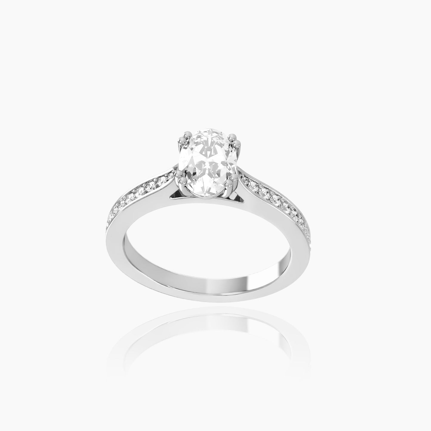 Platinum Saffron Pavé Oval Solitaire