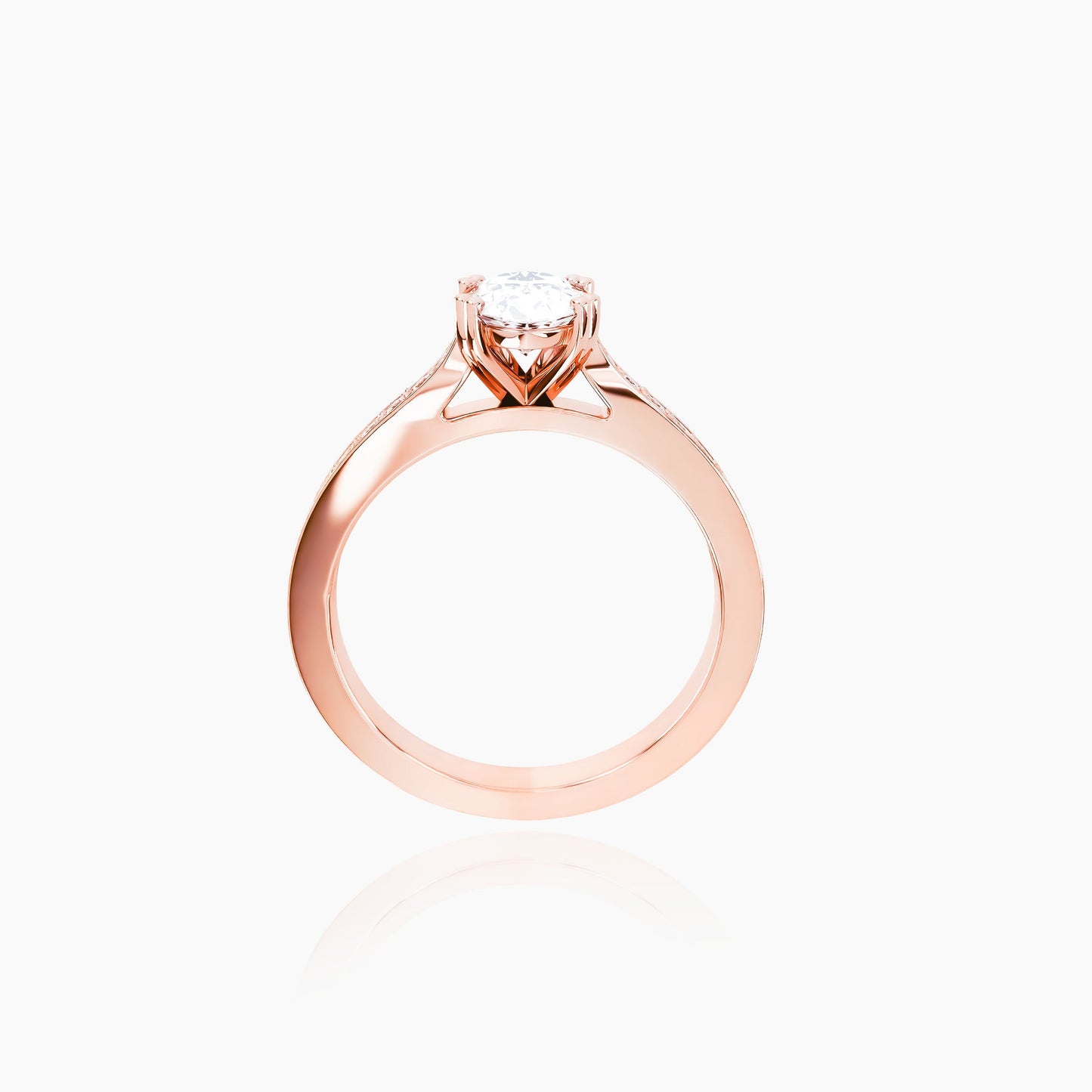 18K Rose Gold Saffron Pavé Oval Solitaire