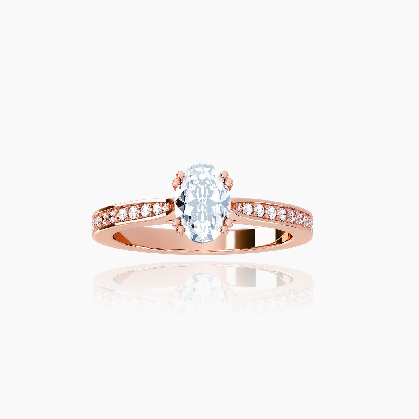 18K Rose Gold Saffron Pavé Oval Solitaire