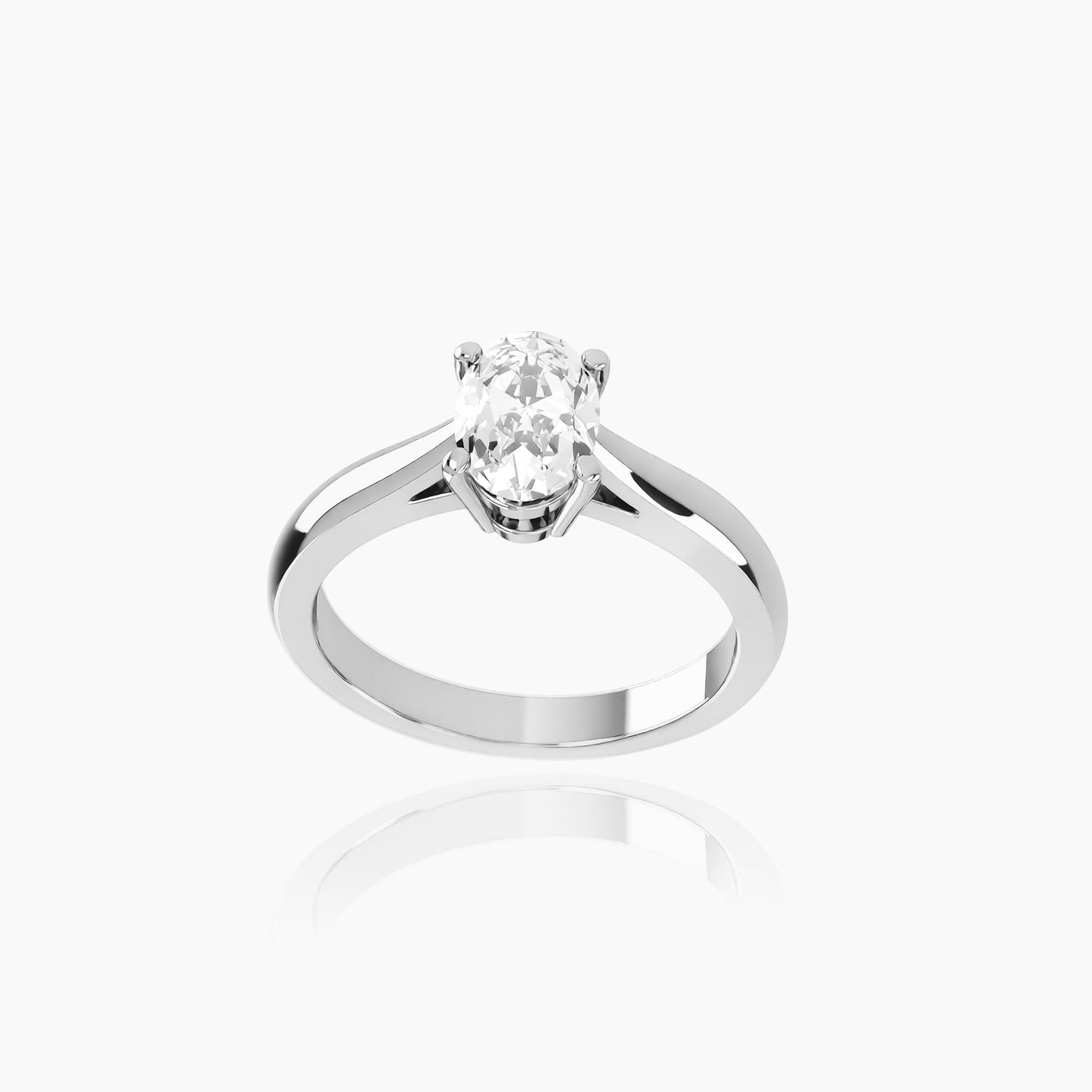 18K White Gold Zephyr Oval Solitaire