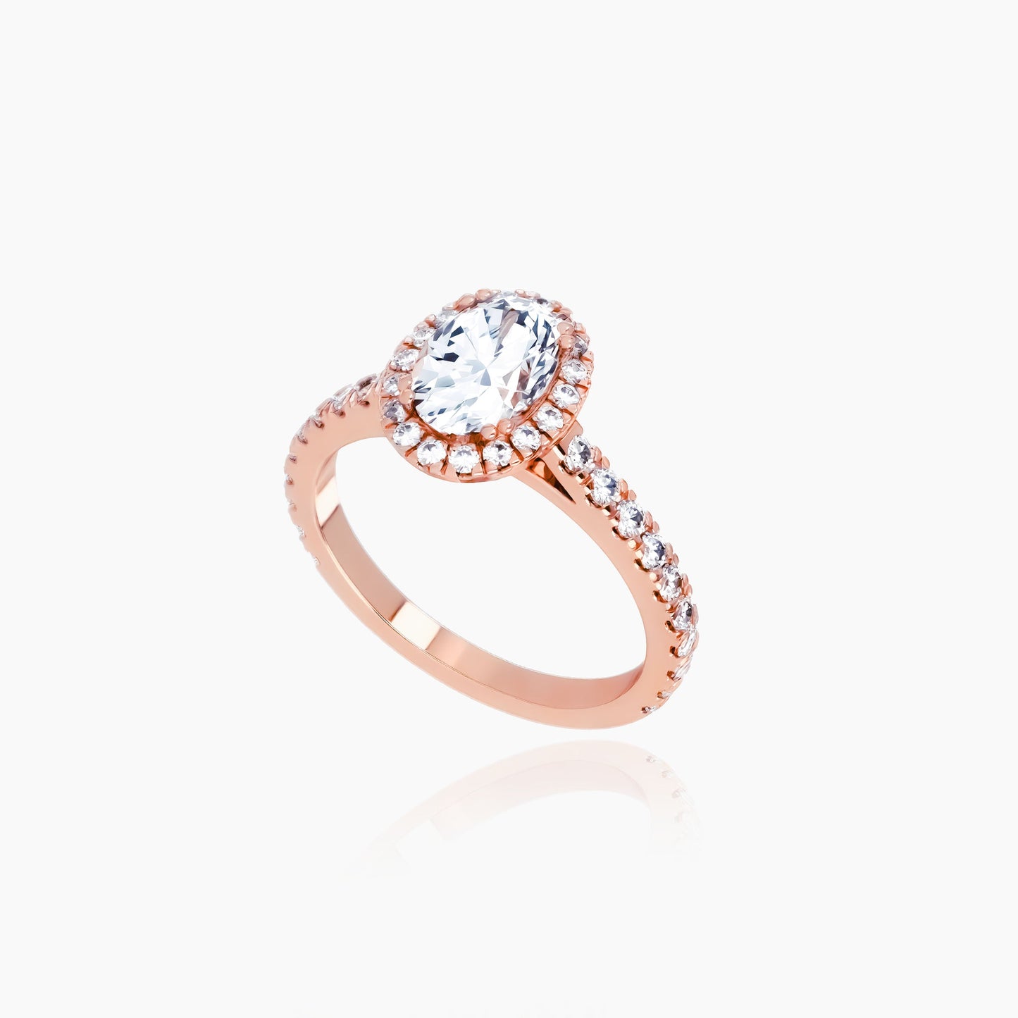 18K Rose Gold Azure Pavé Oval Halo