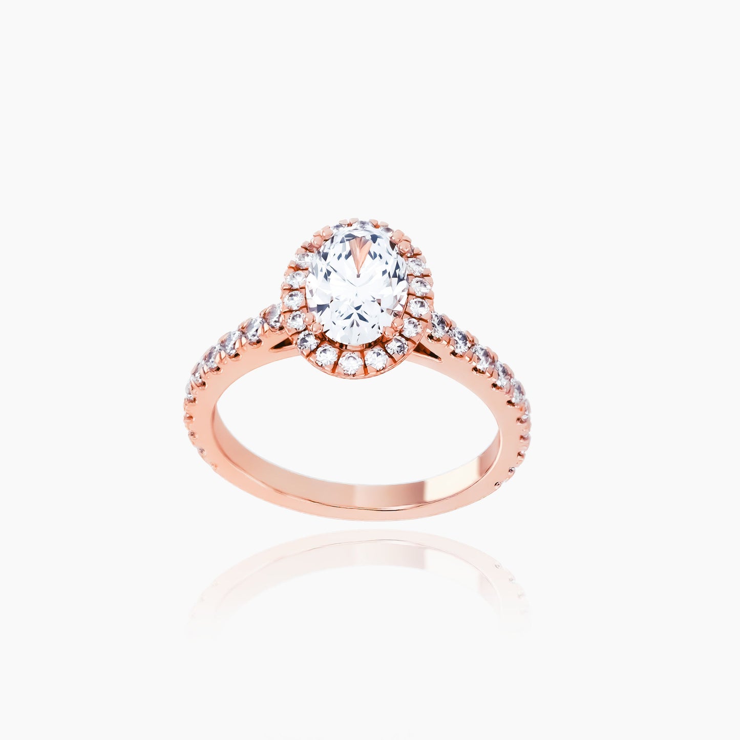 18K Rose Gold Azure Pavé Oval Halo