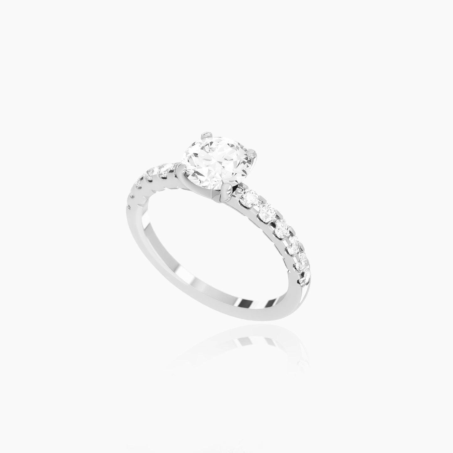 18K White Gold Saffron Pavé Round Solitaire