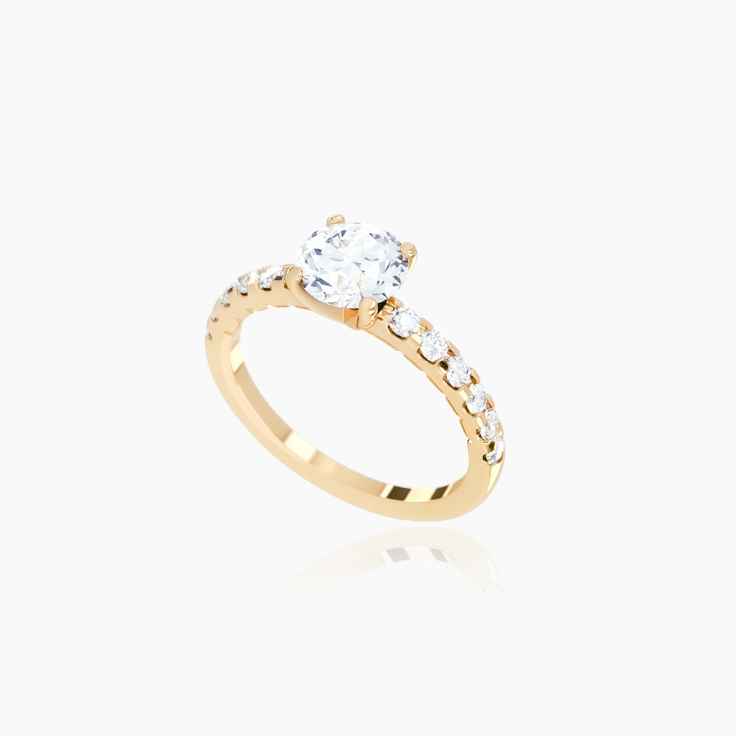 18K Yellow Gold Saffron Pavé Round Solitaire