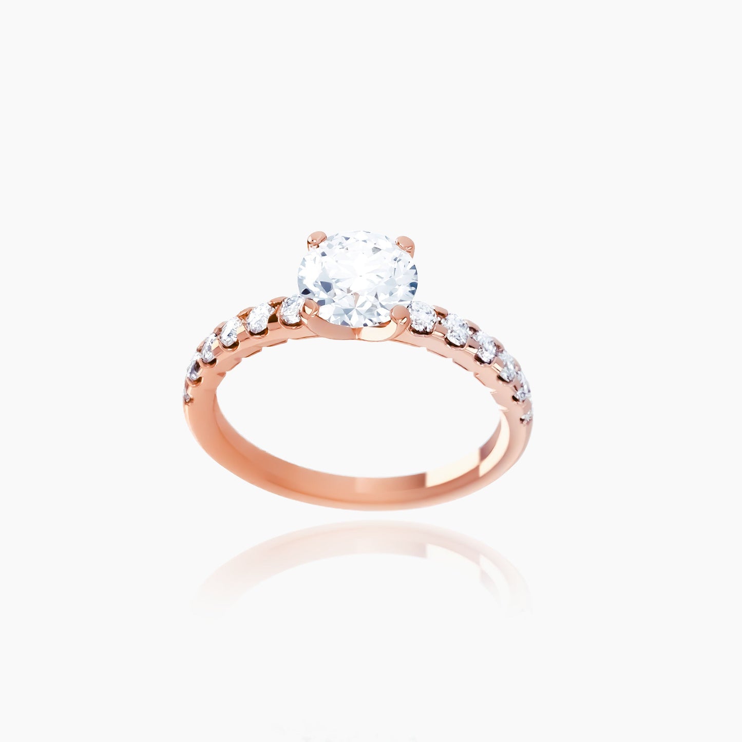 18K Rose Gold Saffron Pavé Round Solitaire