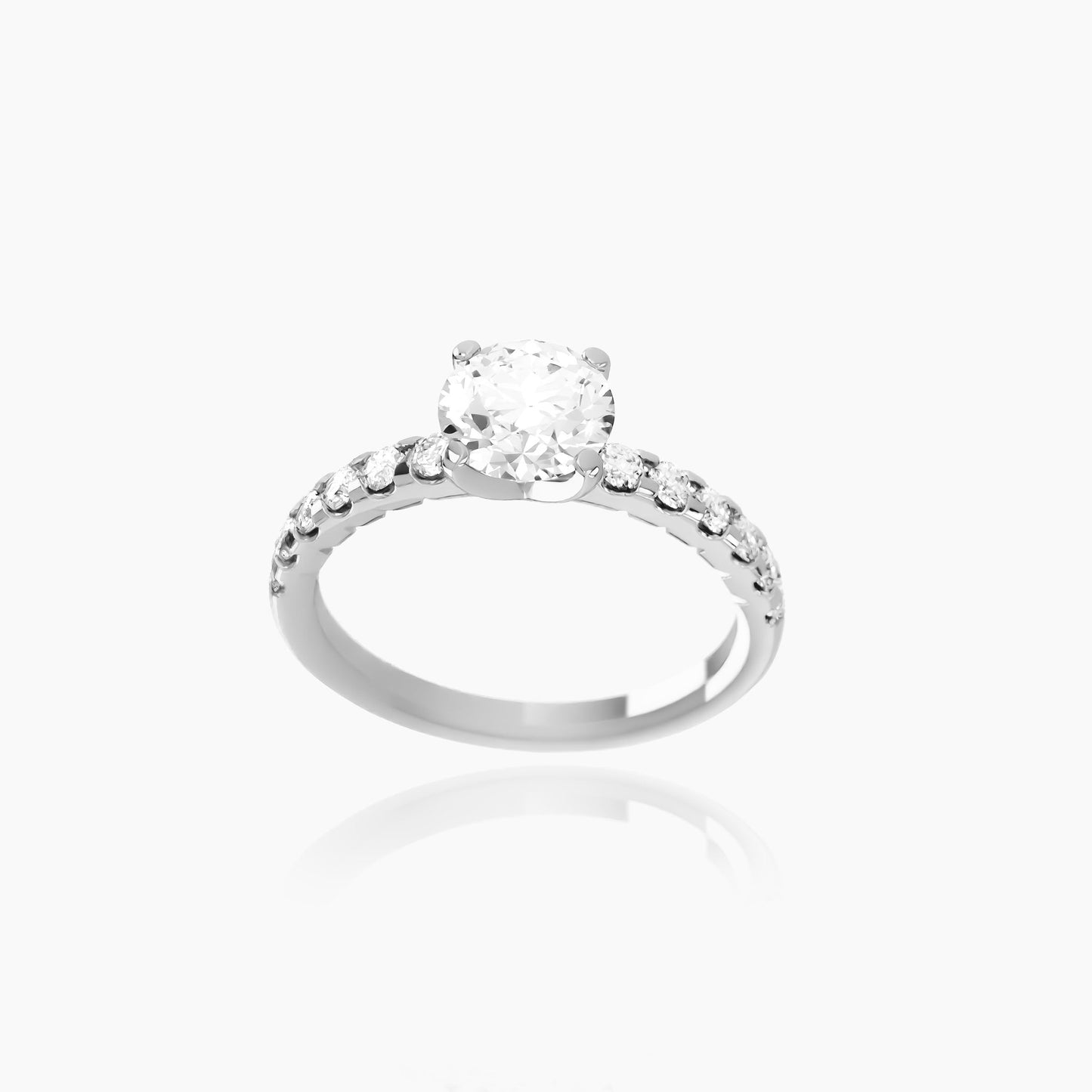 Platinum Saffron Pavé Round Solitaire