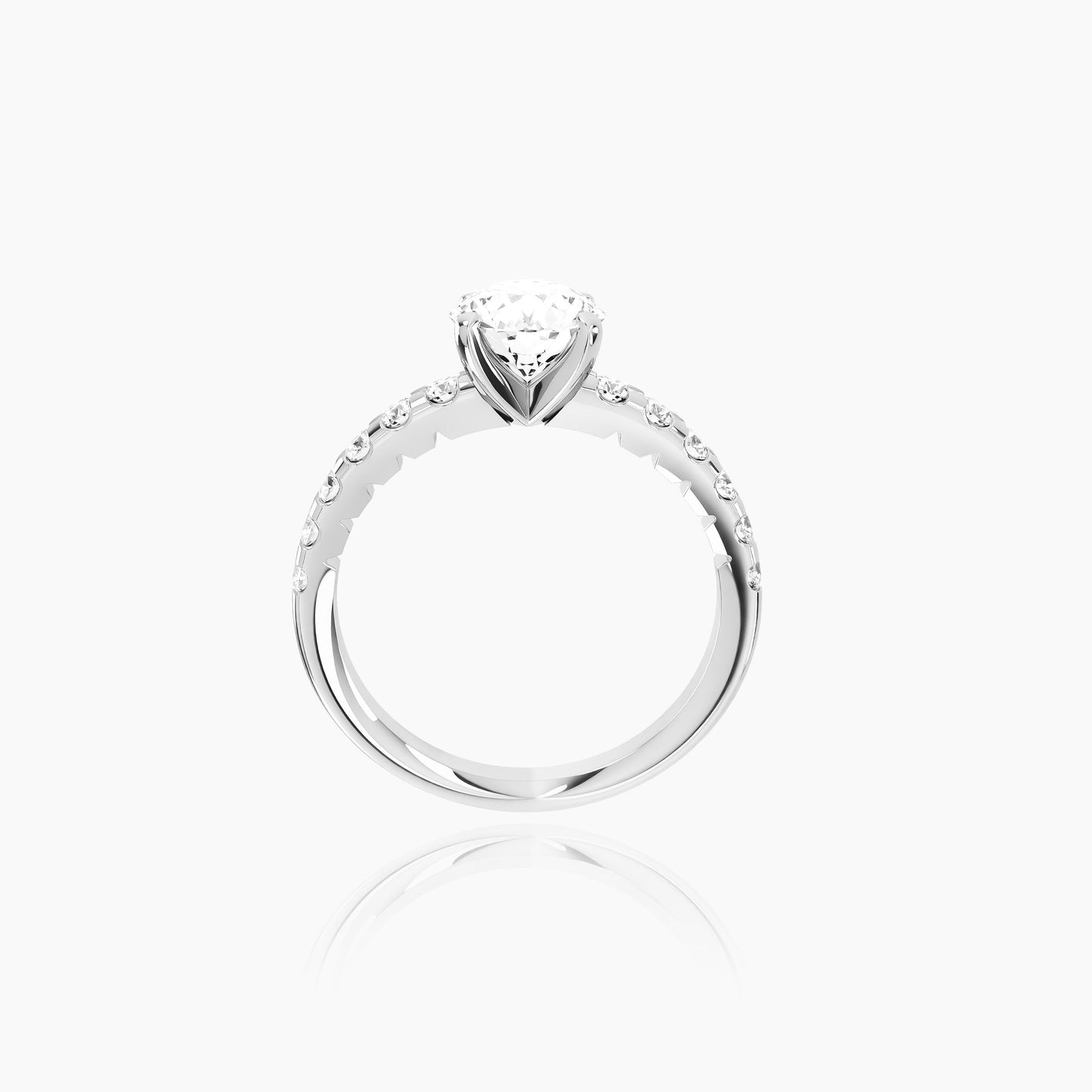 18K White Gold Saffron Pavé Round Solitaire