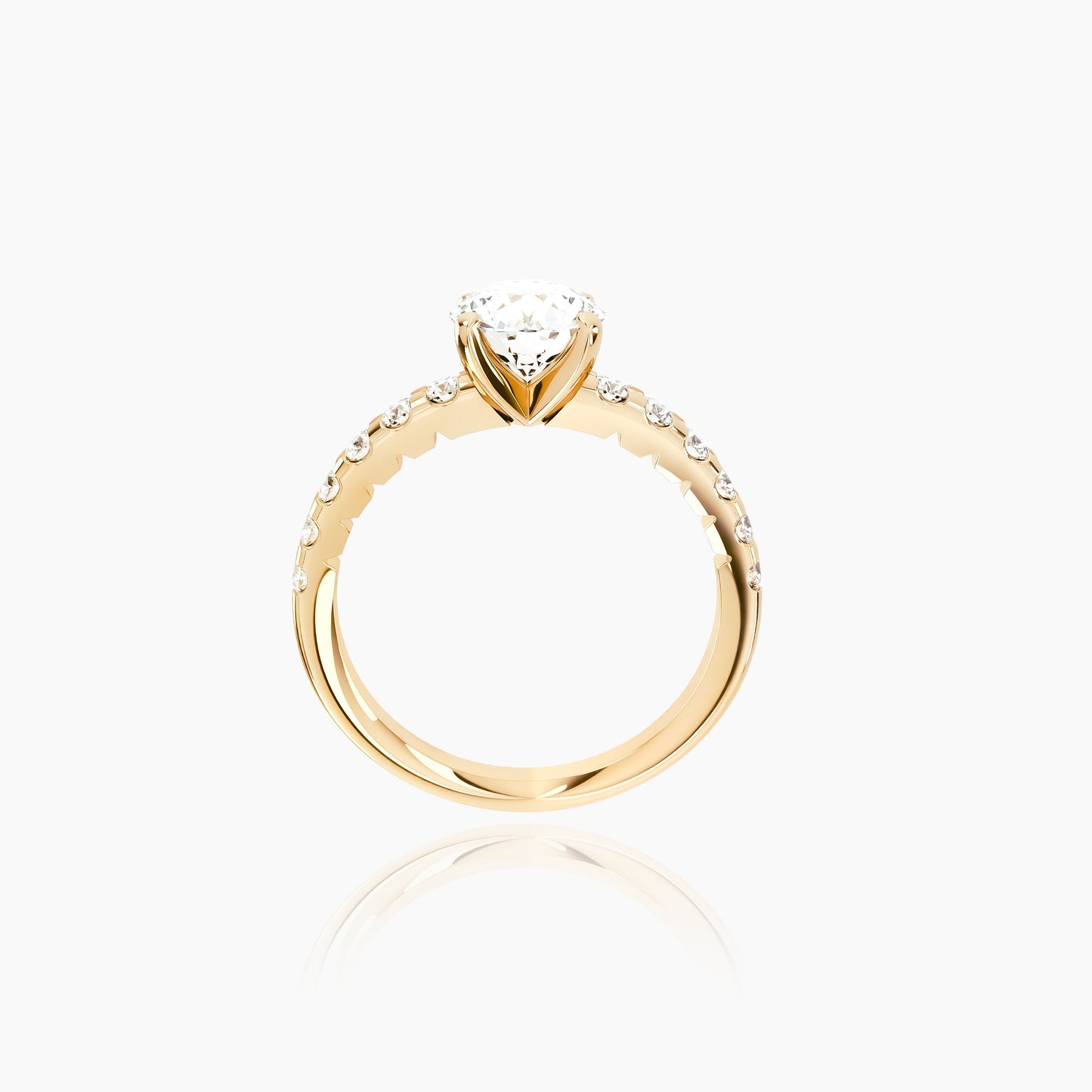 18K Yellow Gold Saffron Pavé Round Solitaire