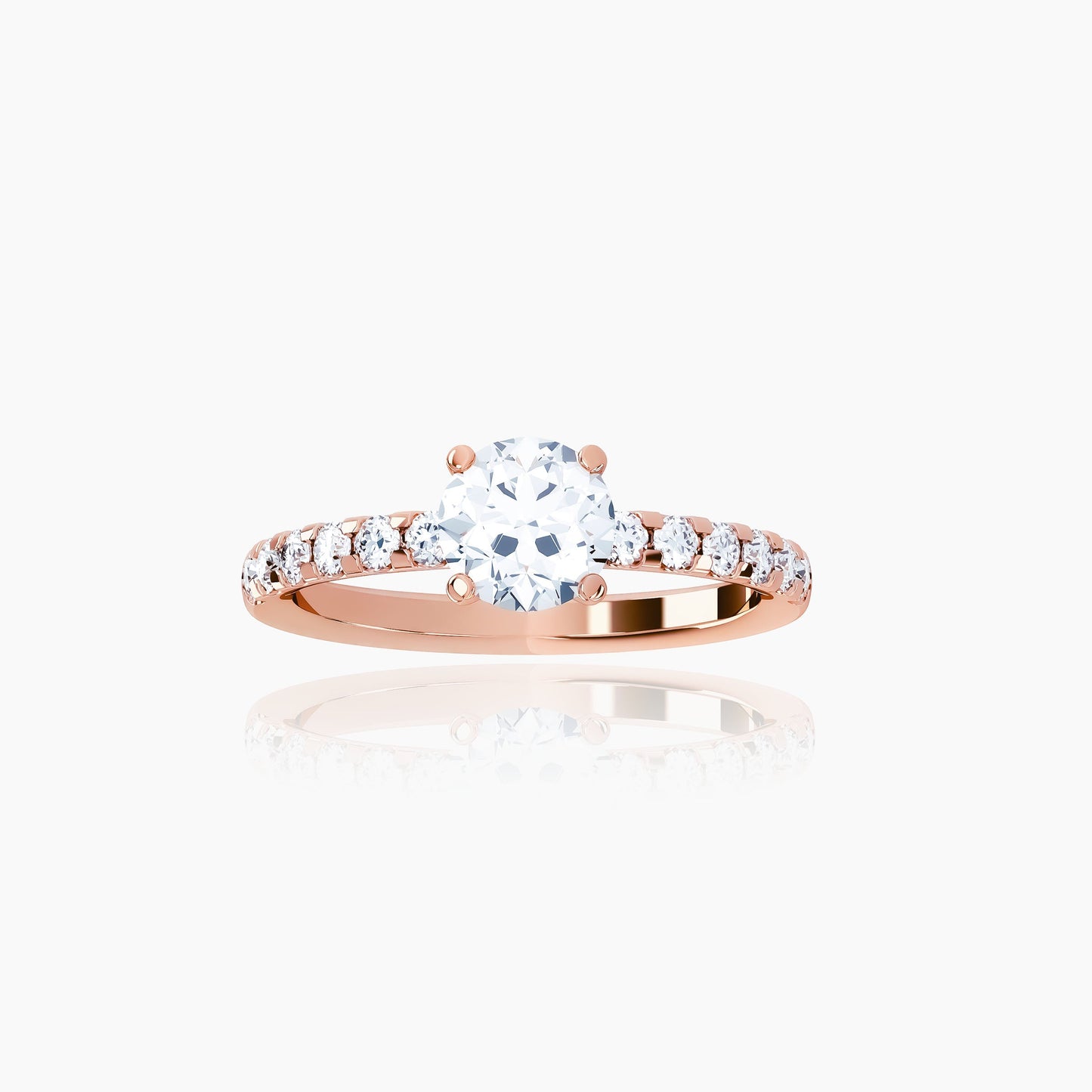 18K Rose Gold Saffron Pavé Round Solitaire