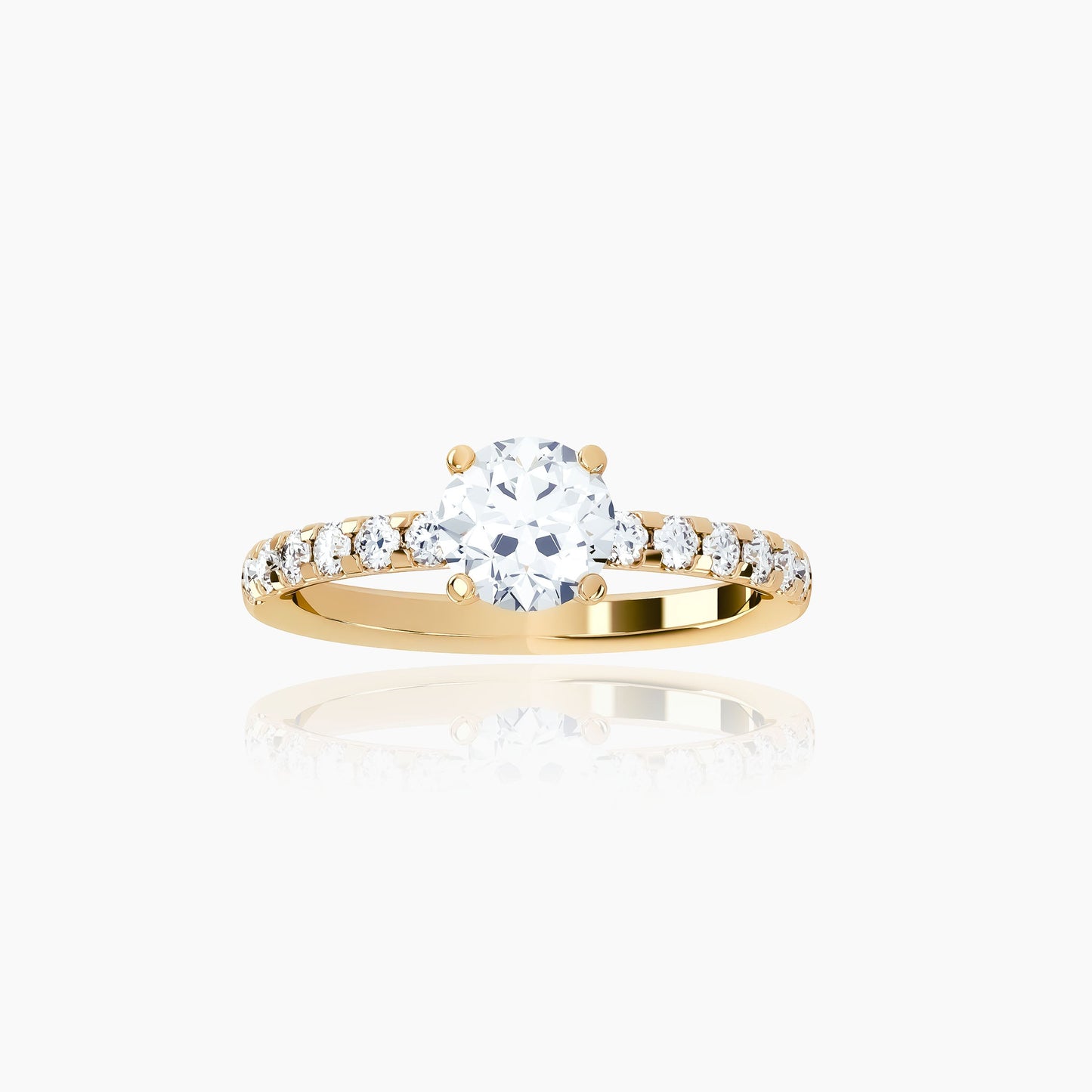 18K Yellow Gold Saffron Pavé Round Solitaire