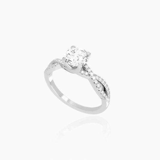 18K White Gold Caliste Pavé Round Solitaire