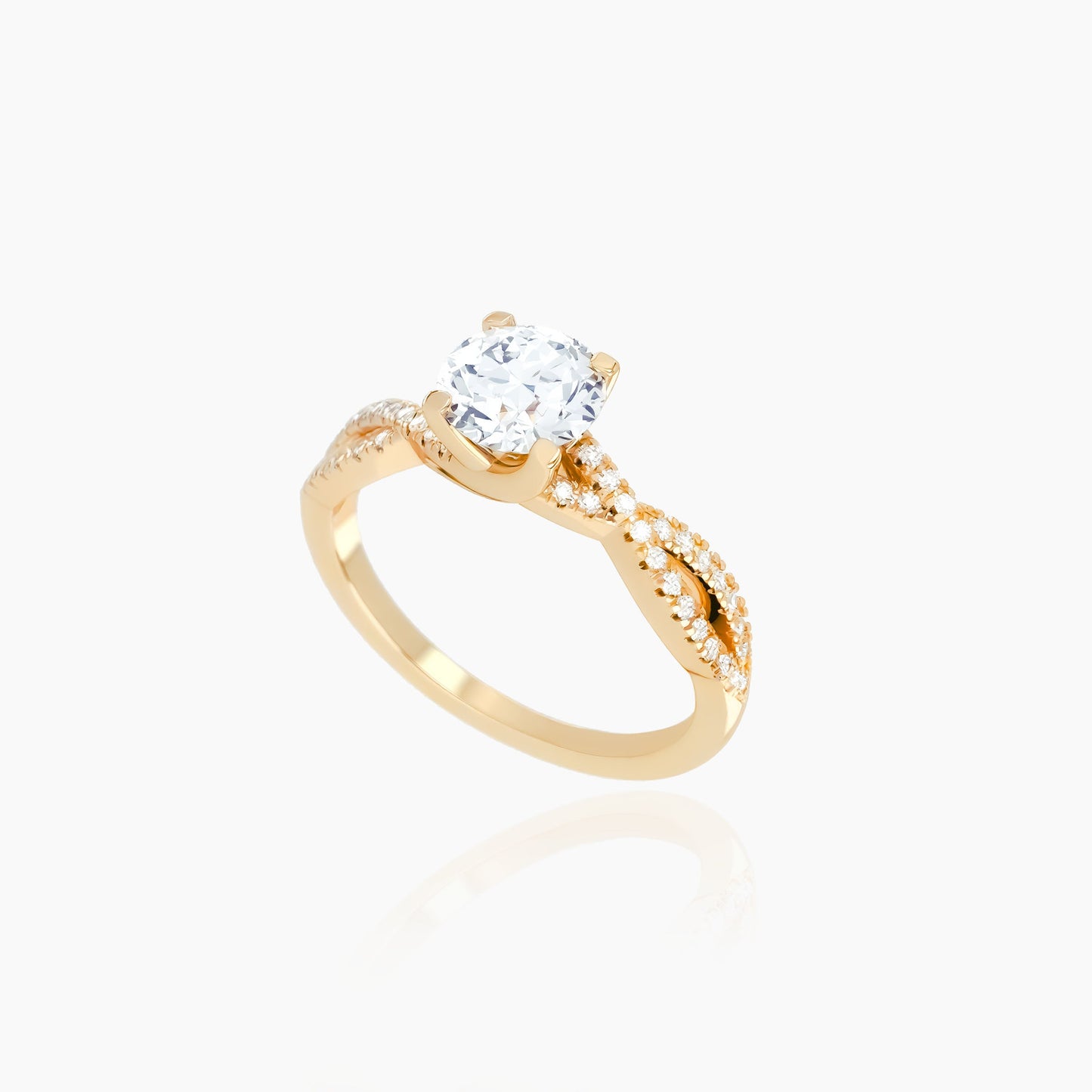 18K Yellow Gold Caliste Pavé Round Solitaire