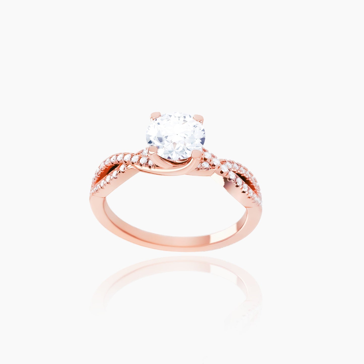 18K Rose Gold Caliste Pavé Round Solitaire