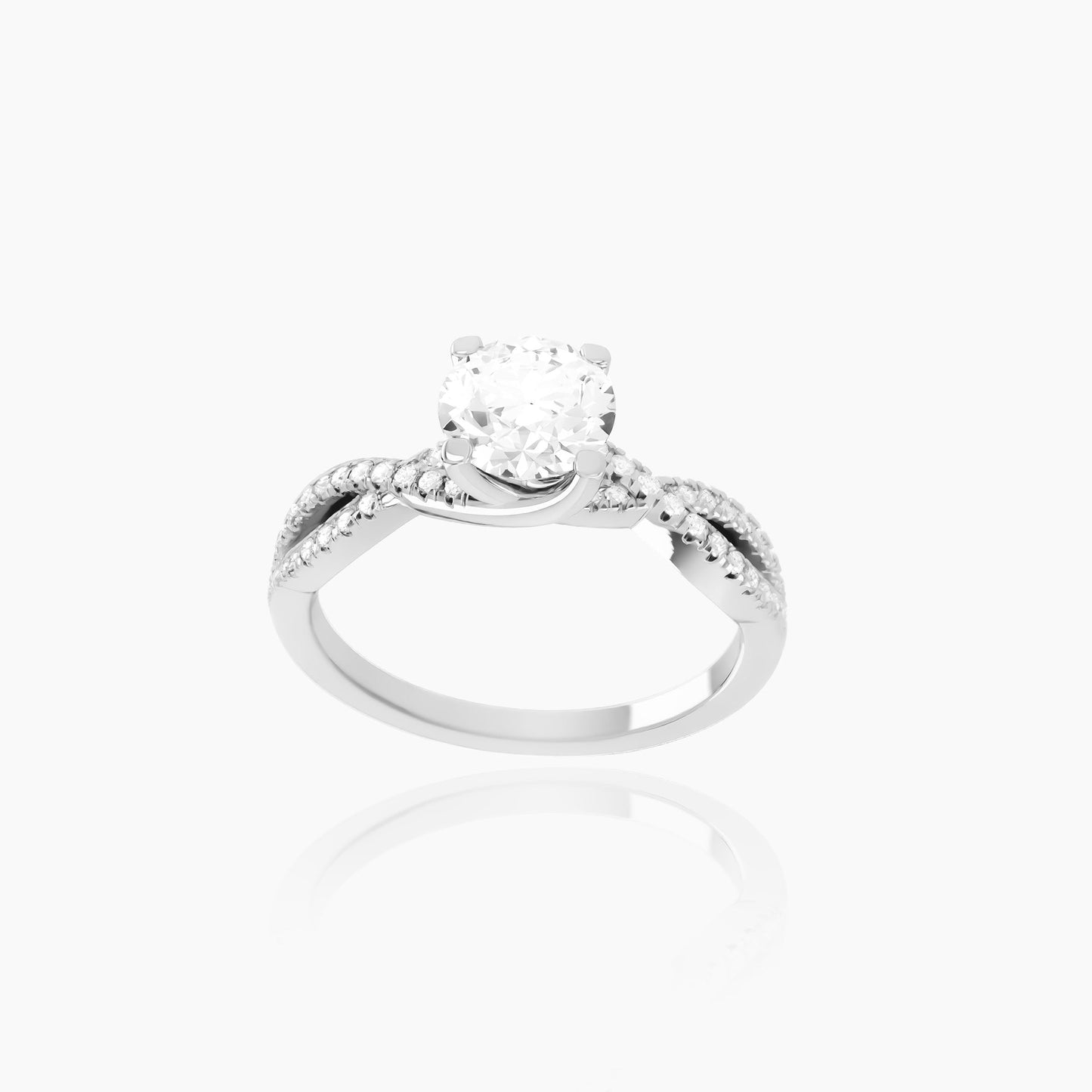 18K White Gold Caliste Pavé Round Solitaire