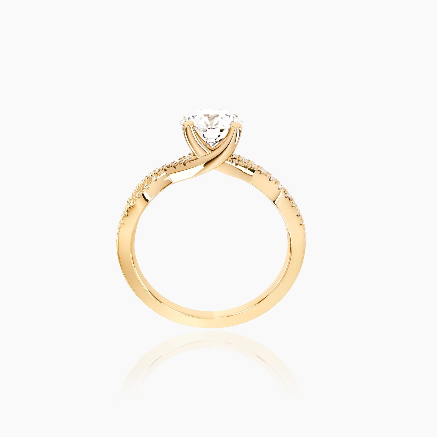 18K Yellow Gold Caliste Pavé Round Solitaire