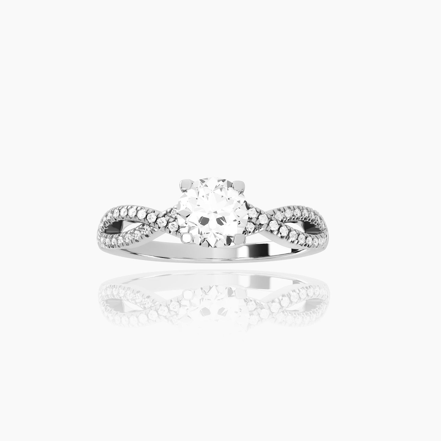 18K White Gold Caliste Pavé Round Solitaire