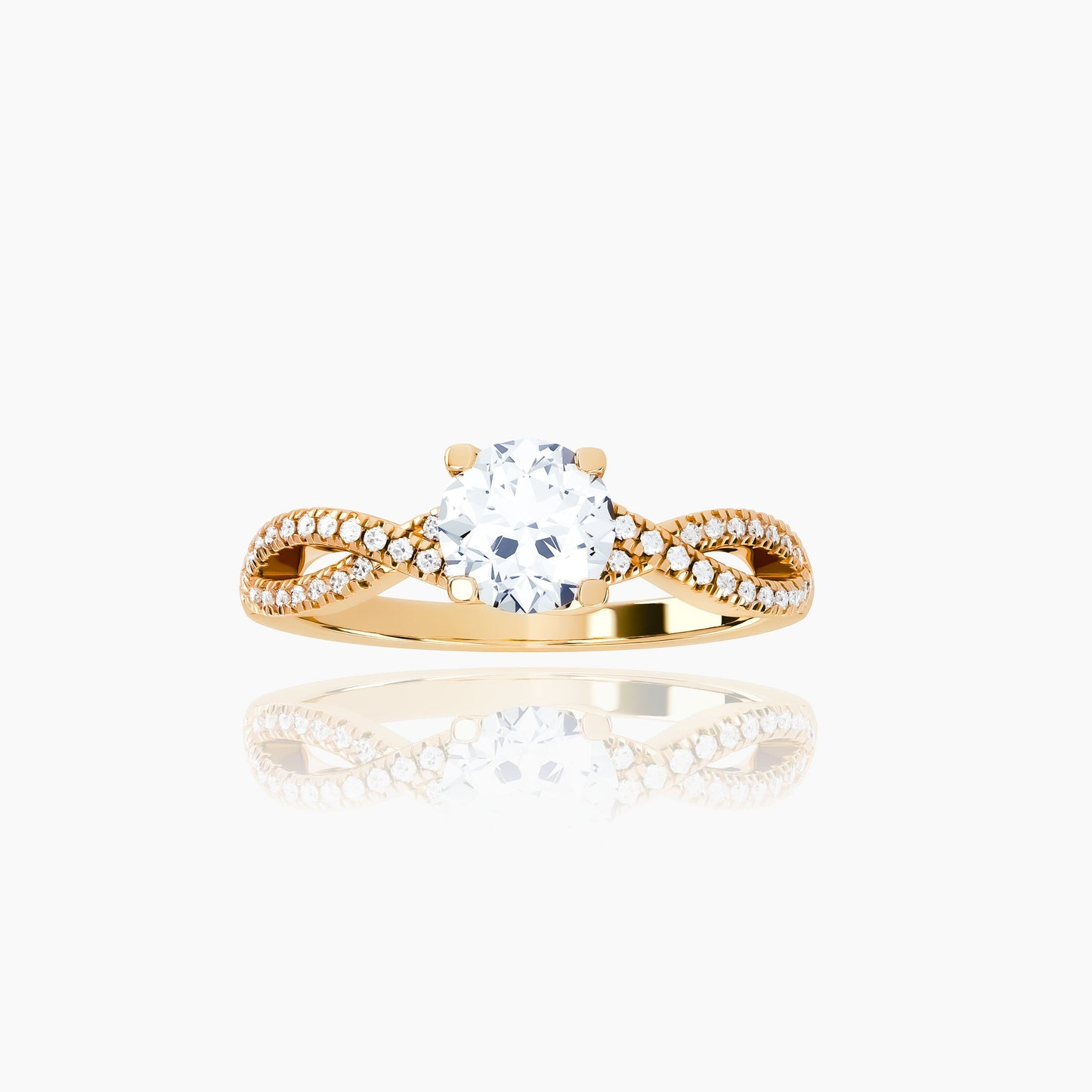 18K Yellow Gold Caliste Pavé Round Solitaire