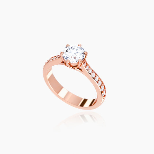 18K Rose Gold Serene Pavé Round Solitaire