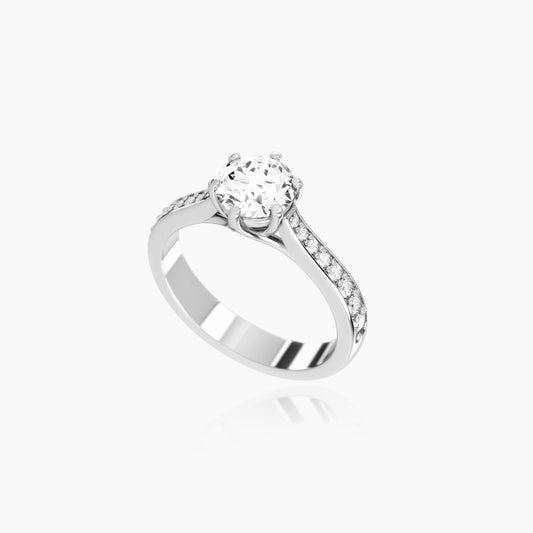 Platinum Serene Pavé Round Solitaire