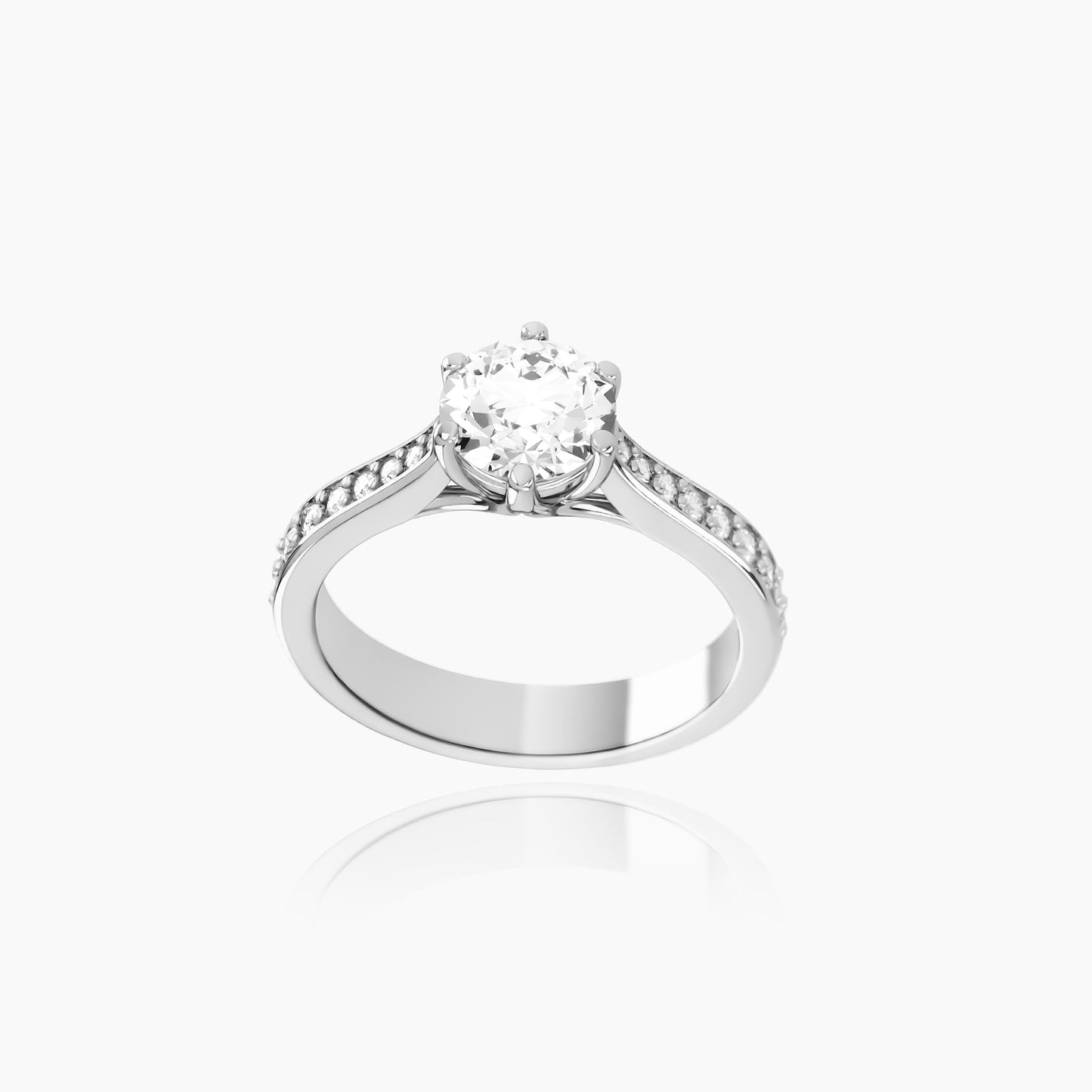 Platinum Serene Pavé Round Solitaire