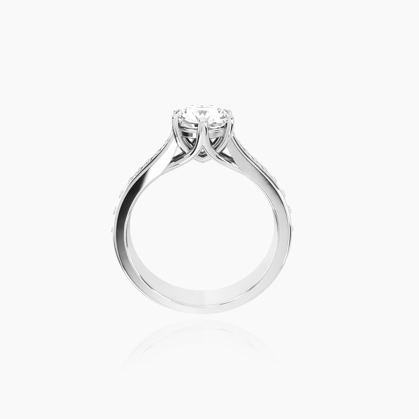 18K White Gold Serene Pavé Round Solitaire