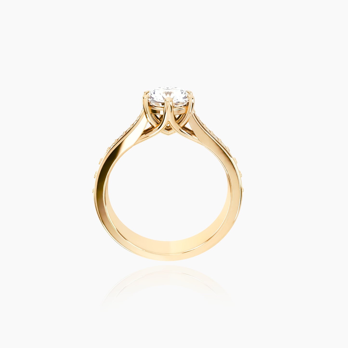 18K Yellow Gold Serene Pavé Round Solitaire