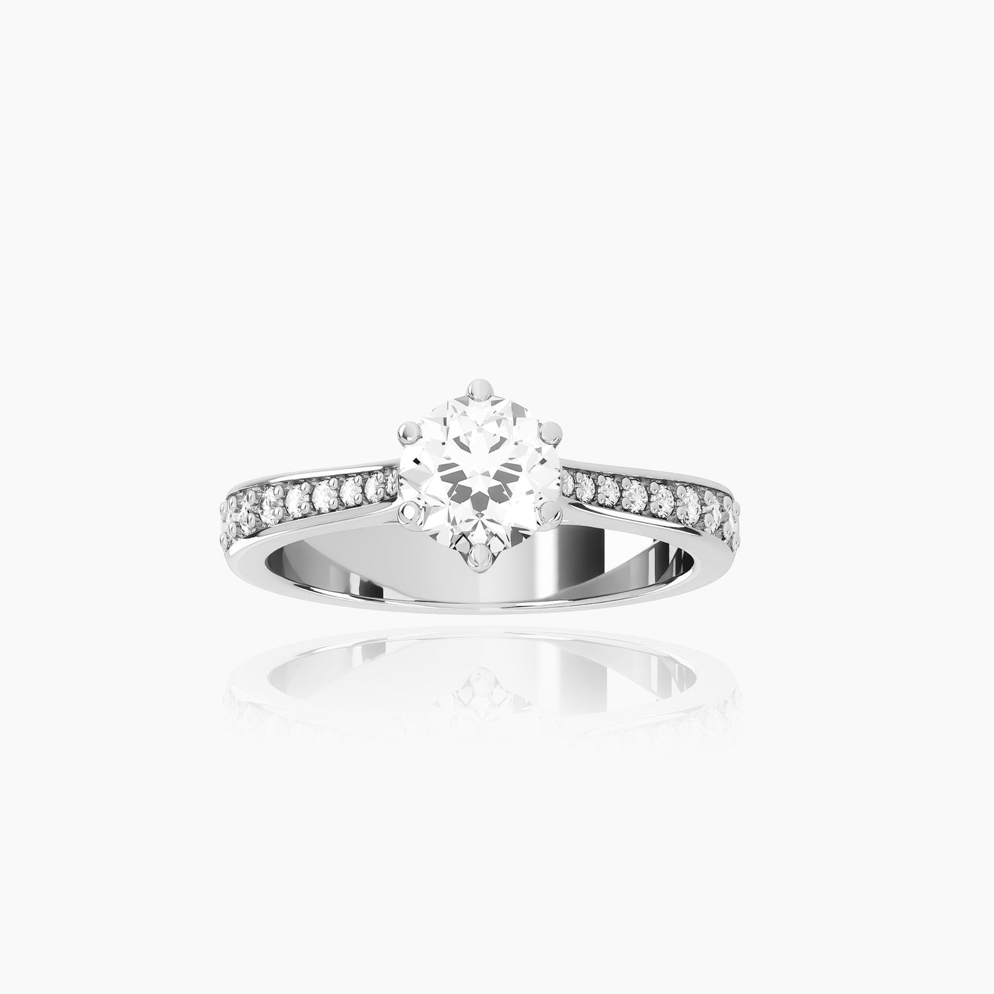 Platinum Serene Pavé Round Solitaire