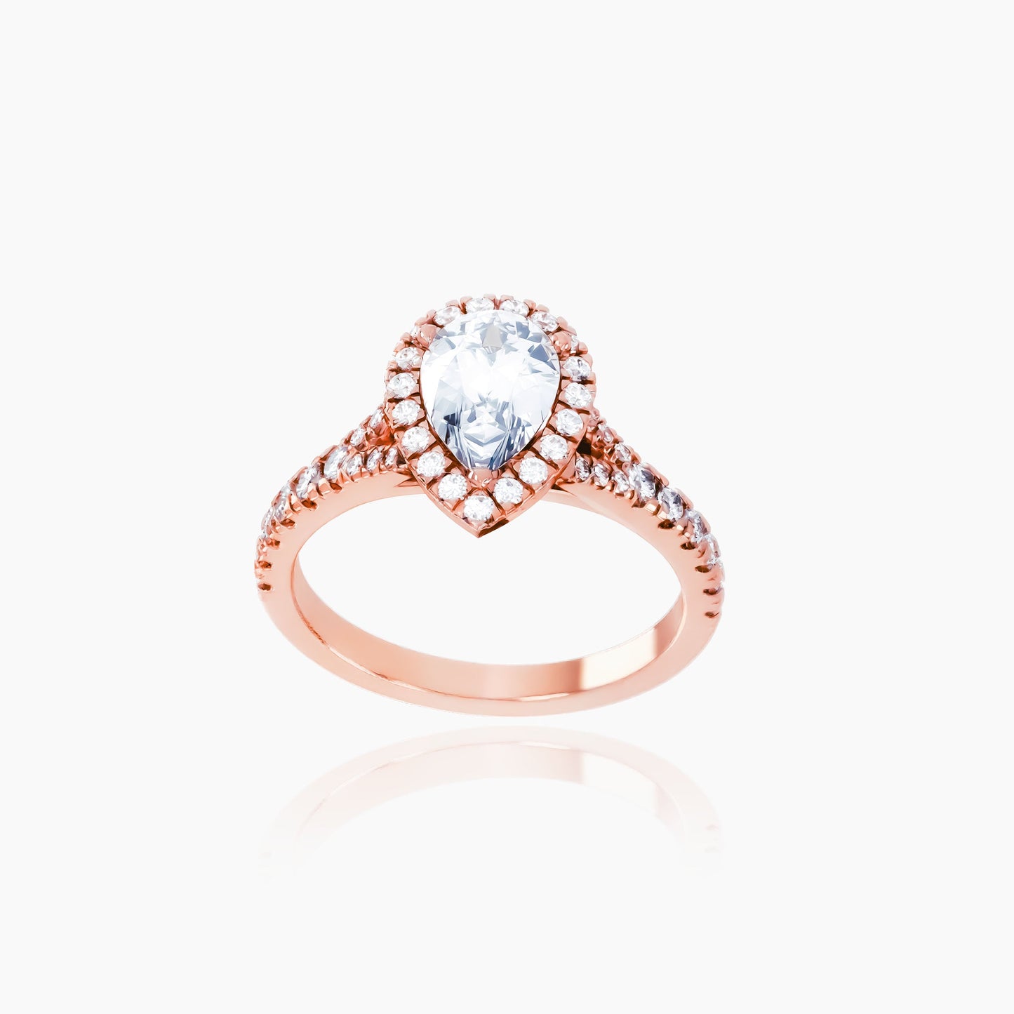 18K Rose Gold Azure Pavé Pear Halo