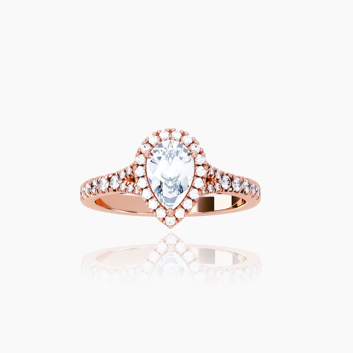 18K Rose Gold Azure Pavé Pear Halo