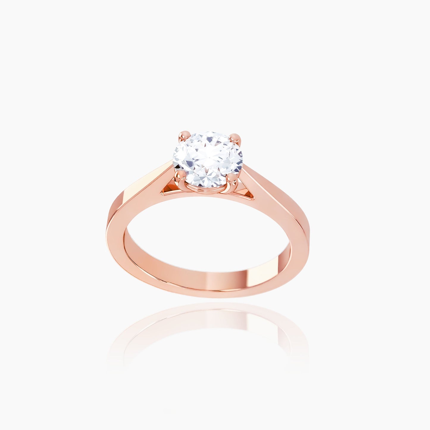 18K Rose Gold Saphir Round Solitaire