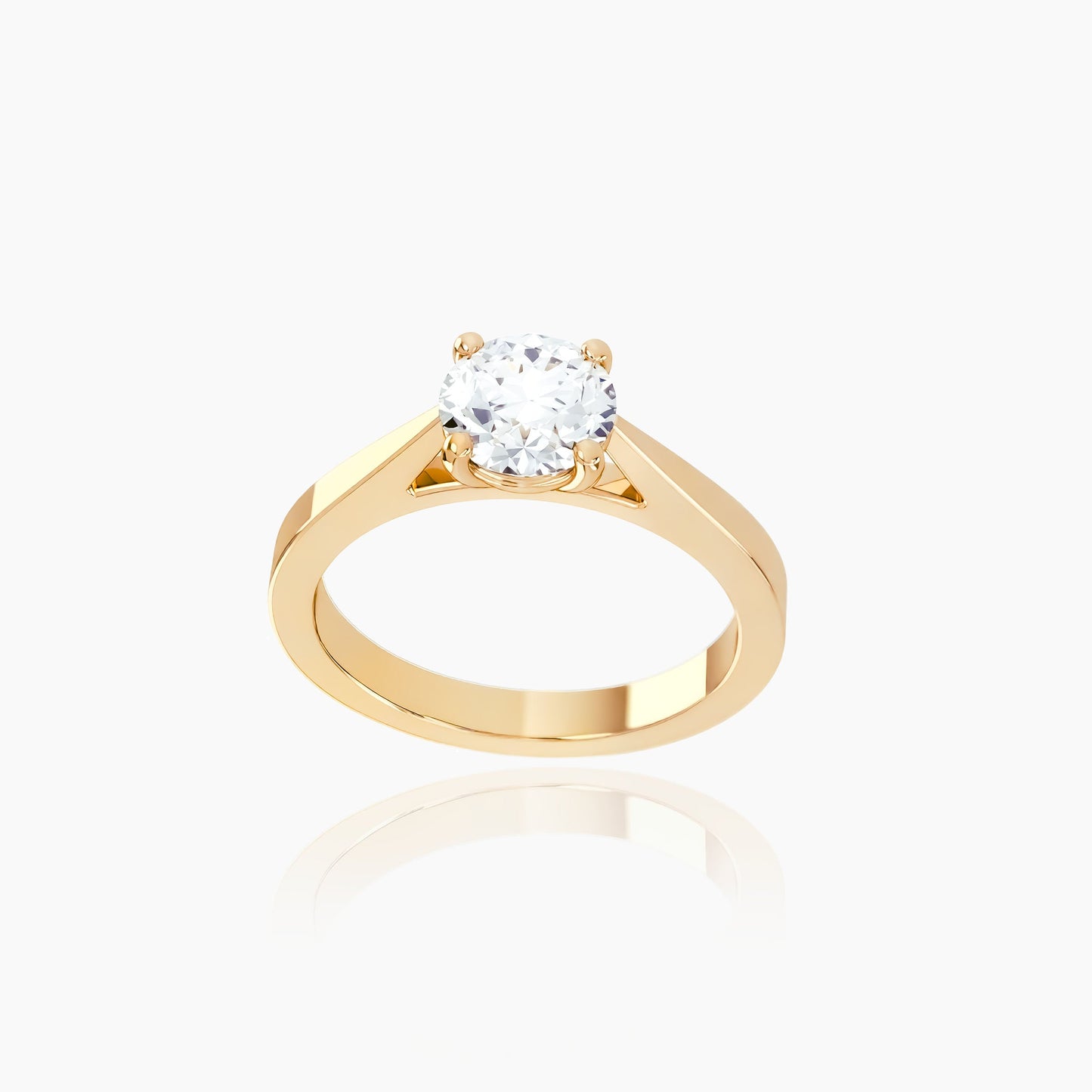 18K Yellow Gold Saphir Round Solitaire