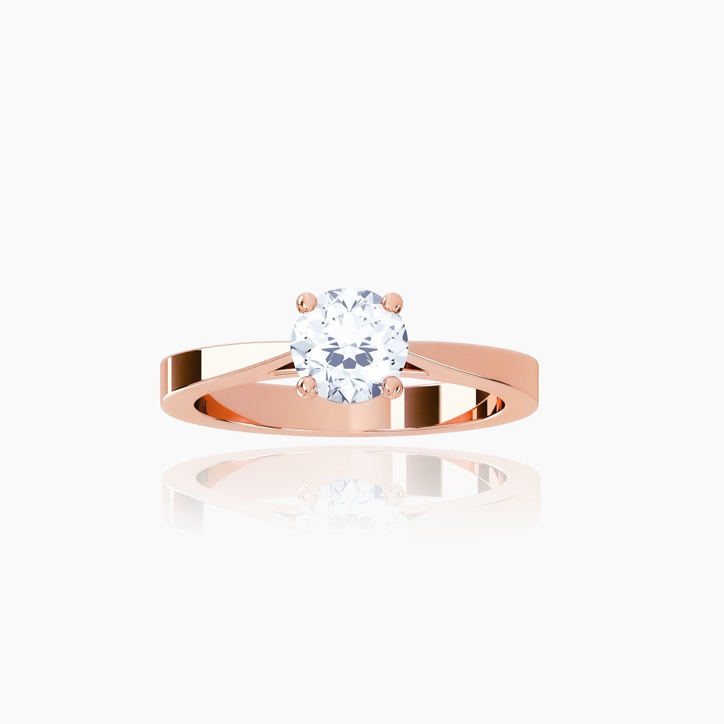 18K Rose Gold Saphir Round Solitaire