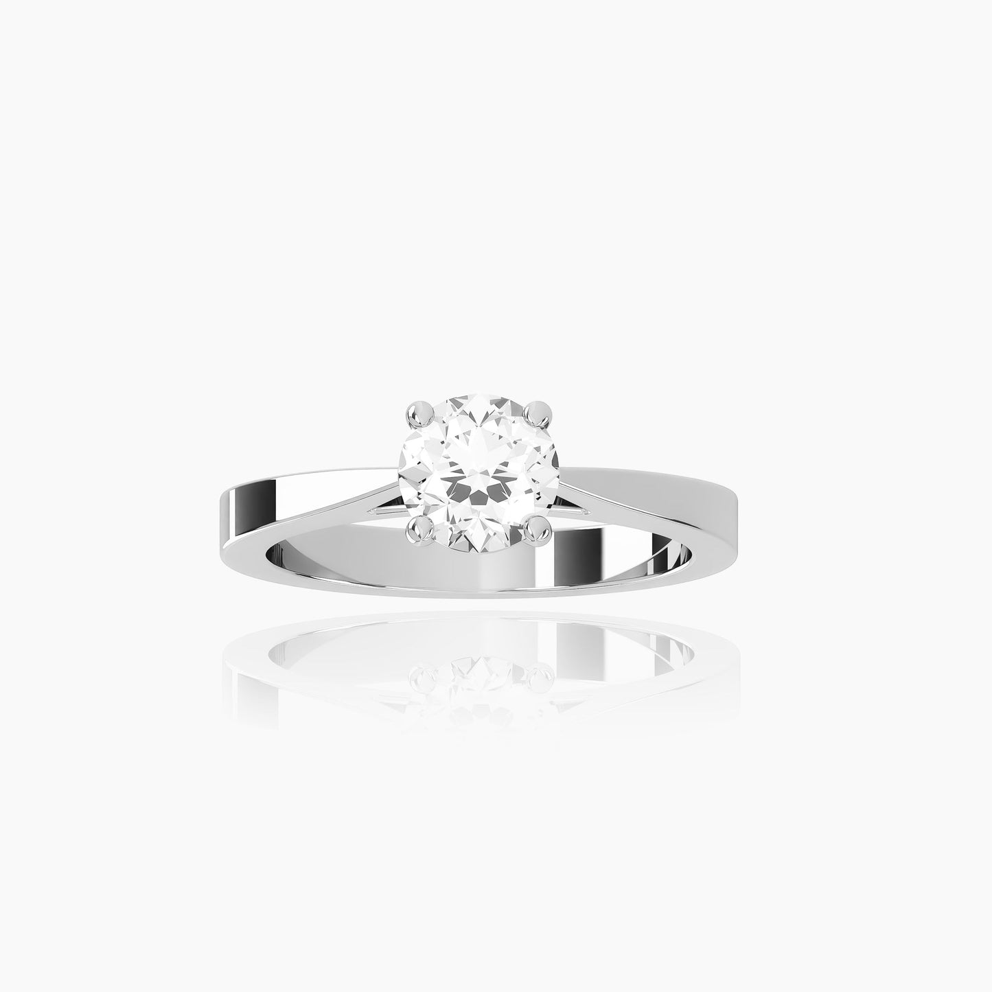 18K White Gold Saphir Round Solitaire