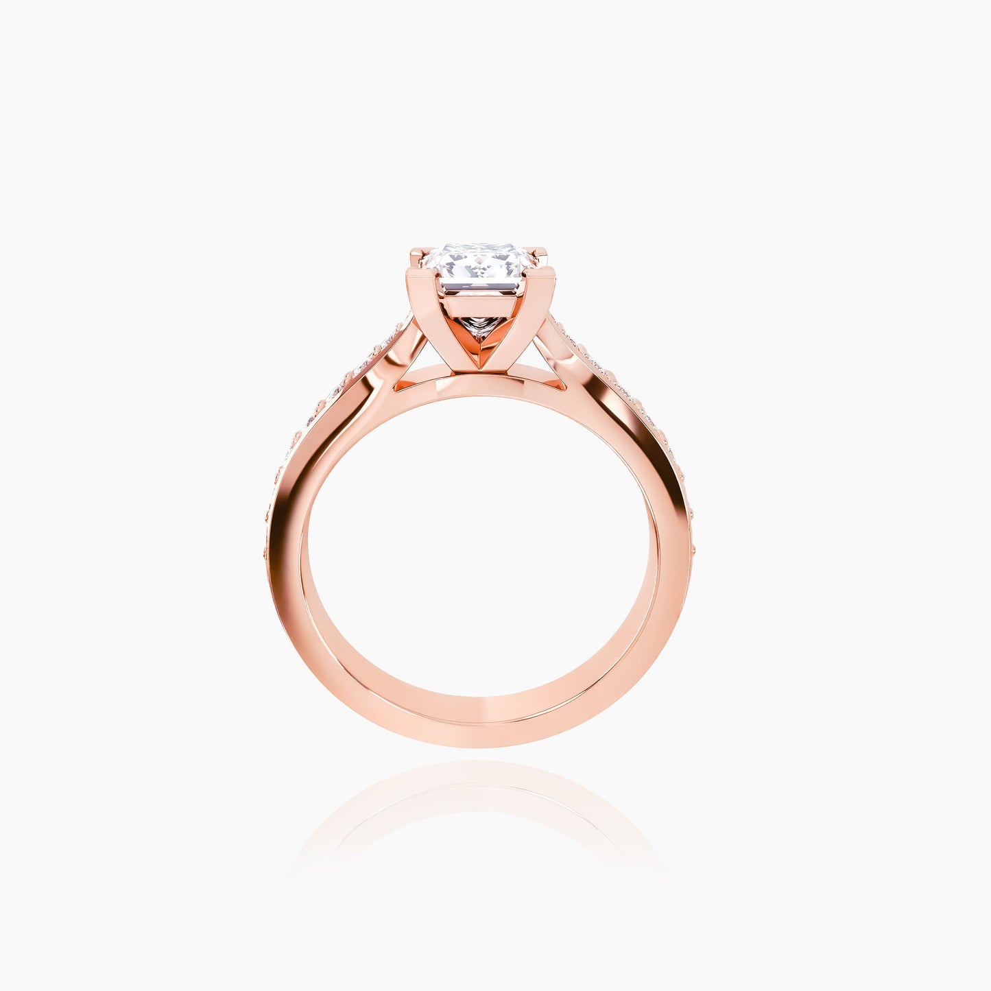 18K Rose Gold Zinia Pavé Princess Solitaire